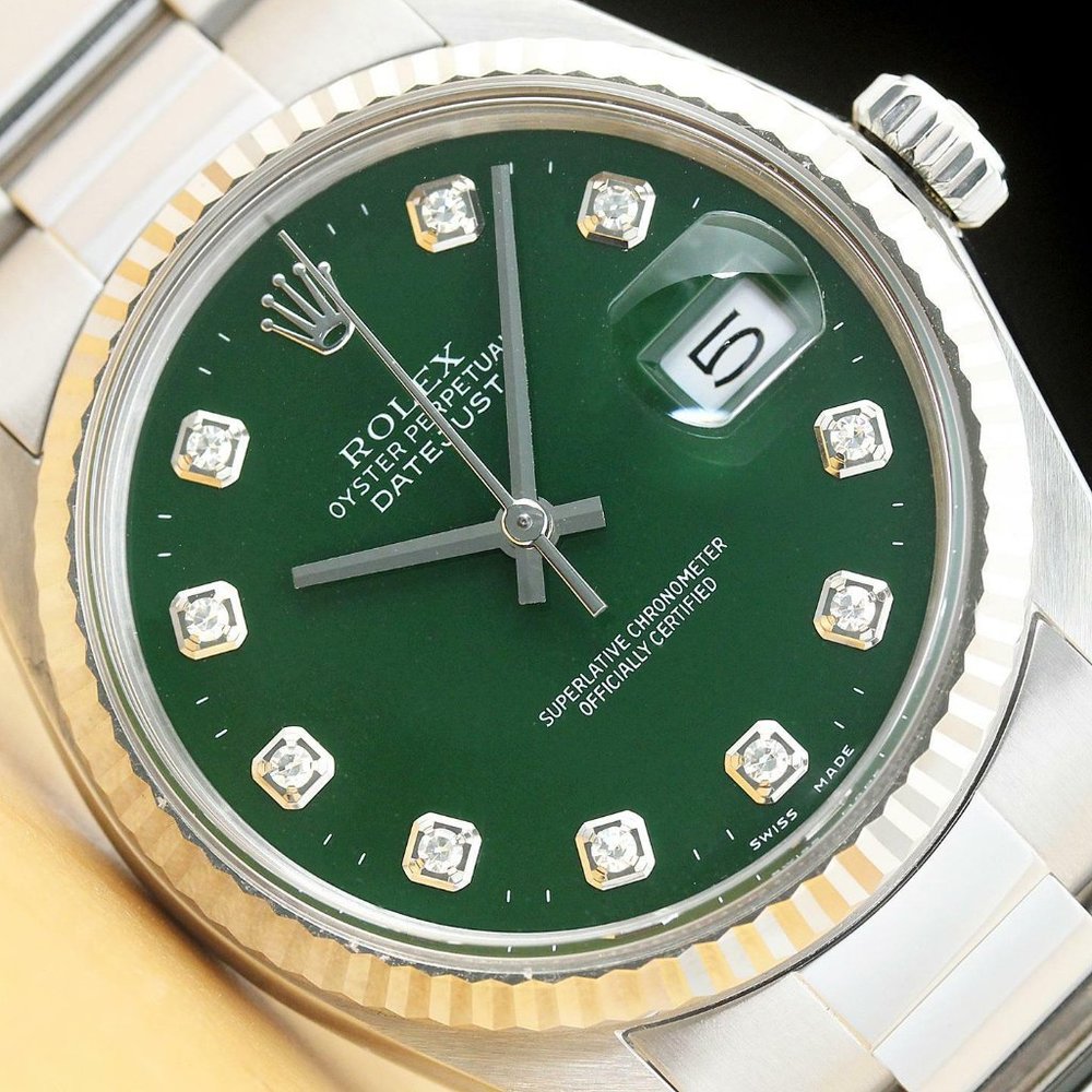 Men's Rolex Green Dial 18kt Gold Datejust! MINT!!